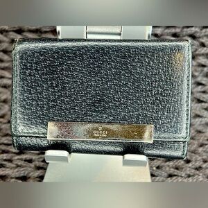 W010. ‼️💗RARE💗‼️ Mini Gucci Black Leather 6 key Ring Wallet/Card Holder EUC
